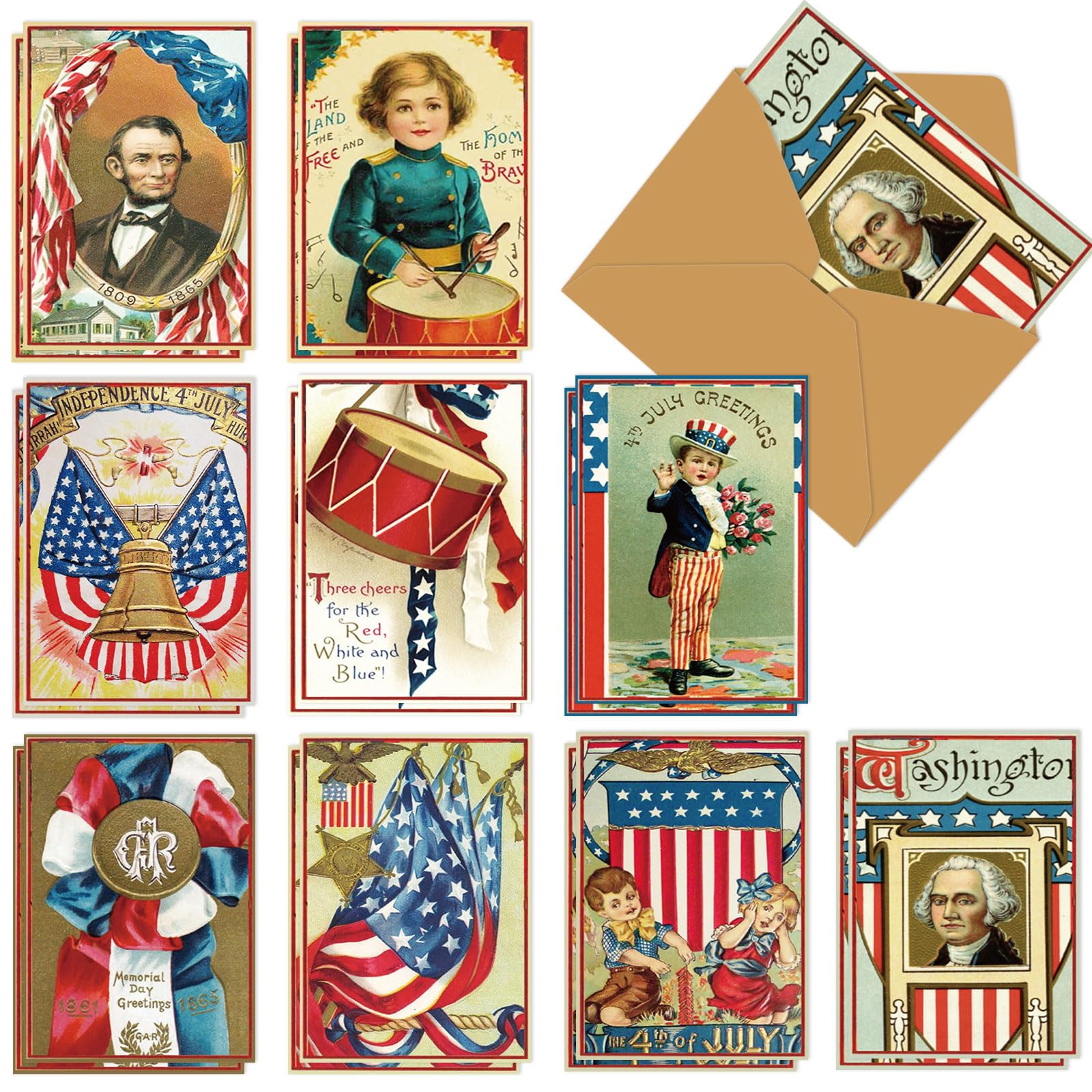 Amazon.com : Whaline 36Pcs Retro Patriotic Greeting Cards 4th of